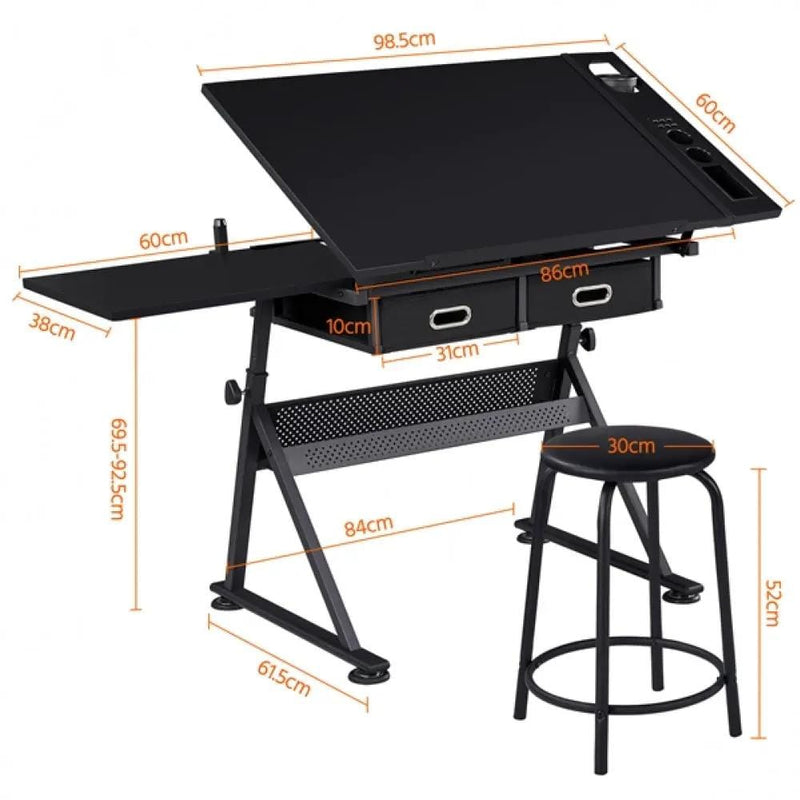 Drafting Table/Stool Set with Adjustable Table Angles & Heights All-in-One – view 4