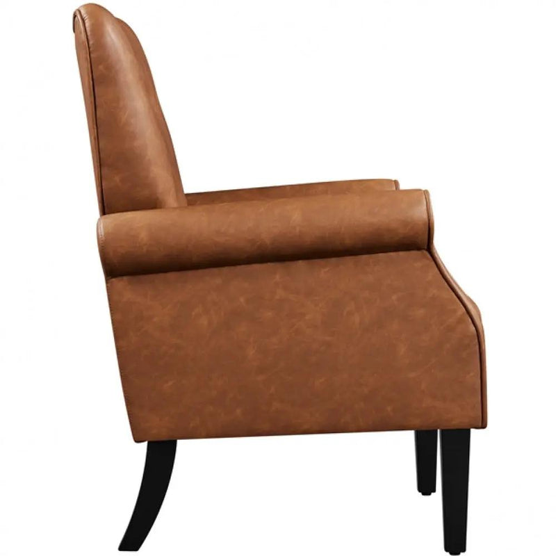 1 Pair Mid-century Modern Faux Leather Accent Chair Armchair by Yaheetech
