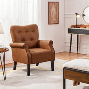 1 Pair Mid-century Modern Faux Leather Accent Chair Armchair by Yaheetech