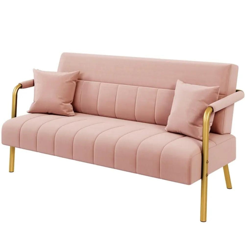 Yaheetech Upholstered Sofa Couch with Gold-tone Metal Arms and Legs Upholstered Sofa Couch with Gold-tone Metal Arms and Legs