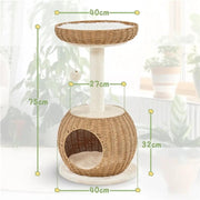 Yaheetech Rattan Cat House Cat Tower Rattan Cat House Cat Tower