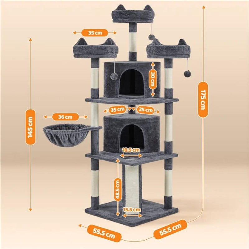Yaheetech Large Cat Tree Big Cat House Plush Cat Tower Large Cat Tree Big Cat House Plush Cat Tower