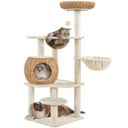 Yaheetech 54″ Tall Rattan Cat Tree Cat Tower 54″ Tall Rattan Cat Tree Cat Tower