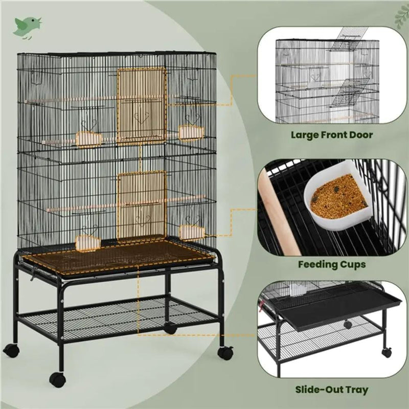 Yaheetech Large Parrot Cage Rolling Metal Bird Cage Large Parrot Cage Rolling Metal Bird Cage