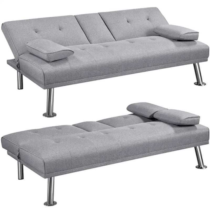Yaheetech Fabric Upholstered Convertible Futon Sofa Bed Fabric Upholstered Convertible Futon Sofa Bed