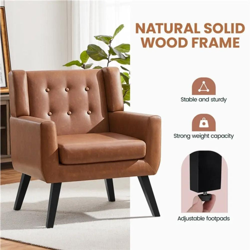 Yaheetech Button Tufted Armchair with Solid Wood Legs Button Tufted Armchair with Solid Wood Legs