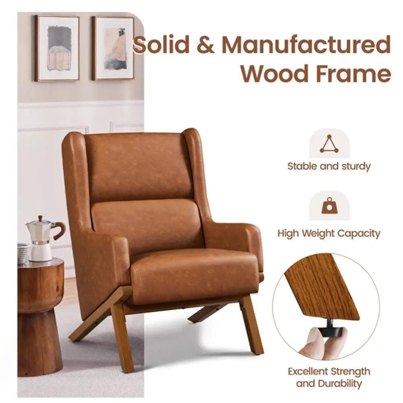 Yaheetech High Back PU Leather Accent Armchair High Back PU Leather Accent Armchair