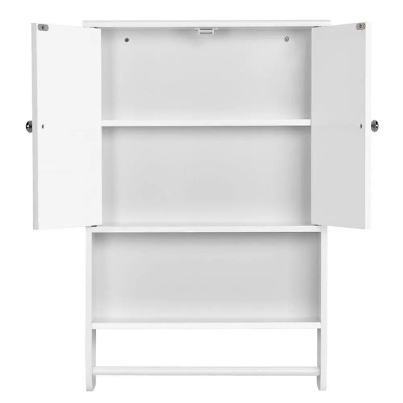 Yaheetech Bathroom Wall Cabinet with Towel Bar Wall Mount Organizer Bathroom Wall Cabinet with Towel Bar Wall Mount Organizer