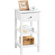 Yaheetech Narrow Bedside Table Nightstand with 1 Drawer 2 Shelves Narrow Bedside Table Nightstand with 1 Drawer 2 Shelves