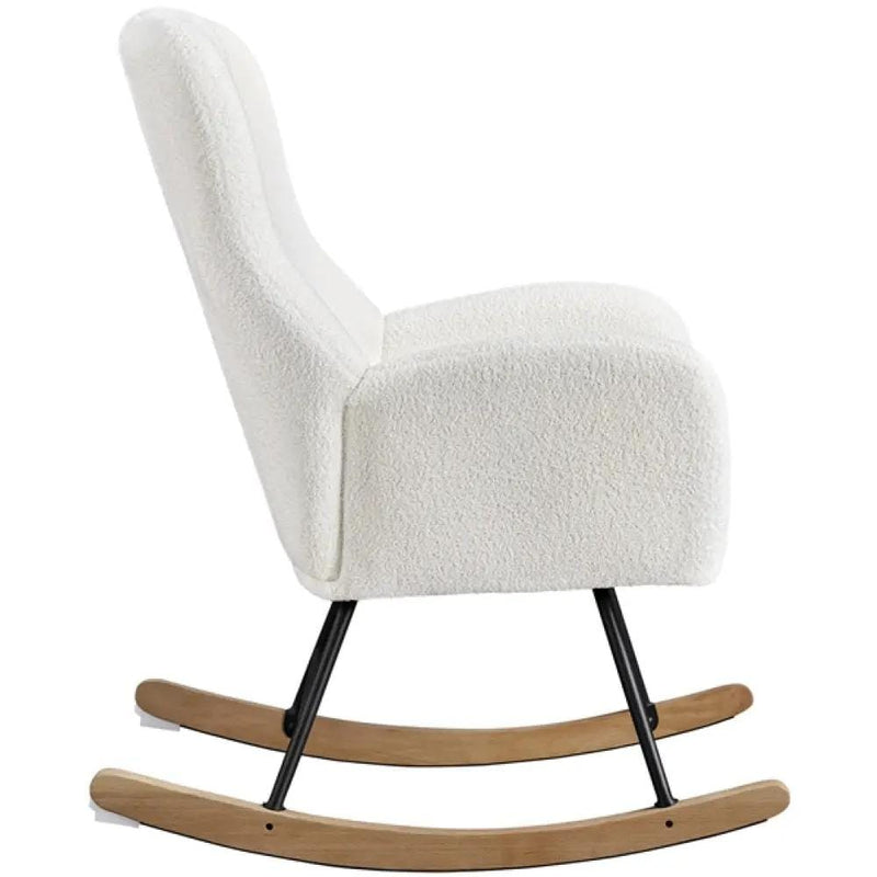 Yaheetech Boucle Upholstered Armchair Rocking Chair Boucle Upholstered Armchair Rocking Chair