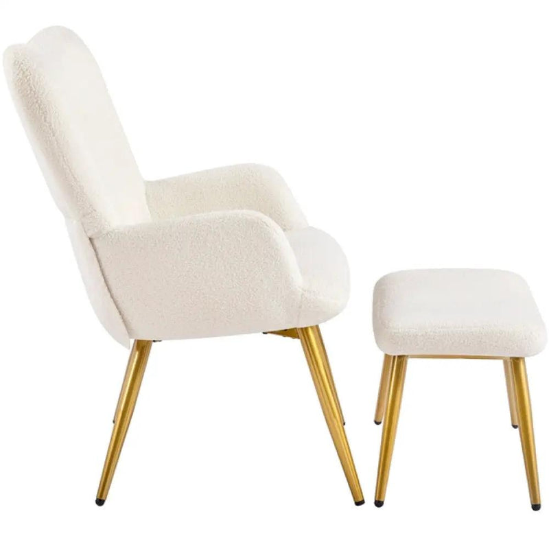 Yaheetech Boucle Accent Chair and Ottoman Boucle Accent Chair and Ottoman