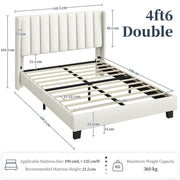 Yaheetech 135 cm W x 190 cm L Upholstered Bed Frame With Base & Wing Side 135 cm W x 190 cm L Upholstered Bed Frame With Base & Wing Side