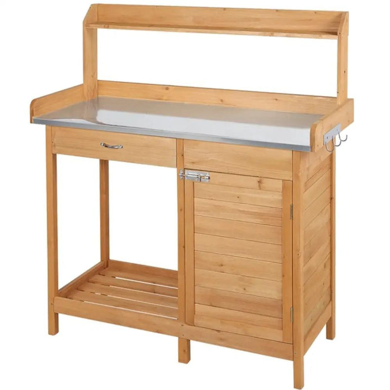 Outdoor Garden Potting Bench Table Work Bench Metal Tabletop – view 4