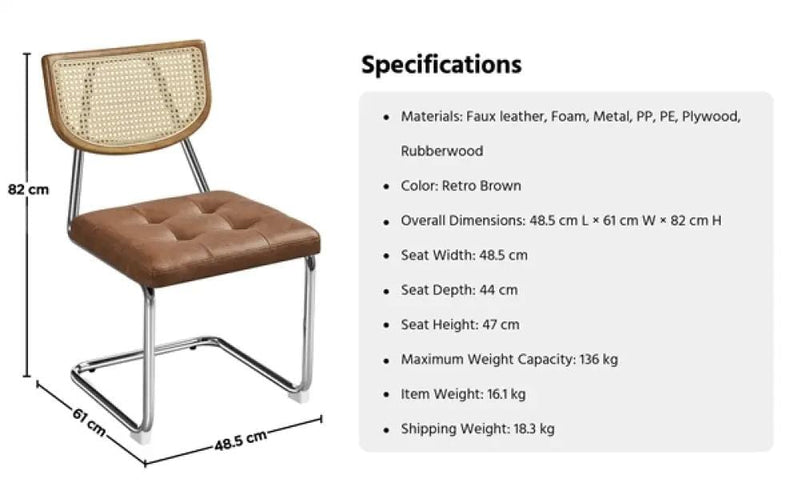 6PCS Mid-Century Modern Dining Chairs with Mesh Rattan Back – view 4