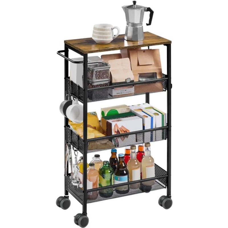 Yaheetech 4-Tier Storage Trolley Kitchen Trolley 4-Tier Storage Trolley Kitchen Trolley