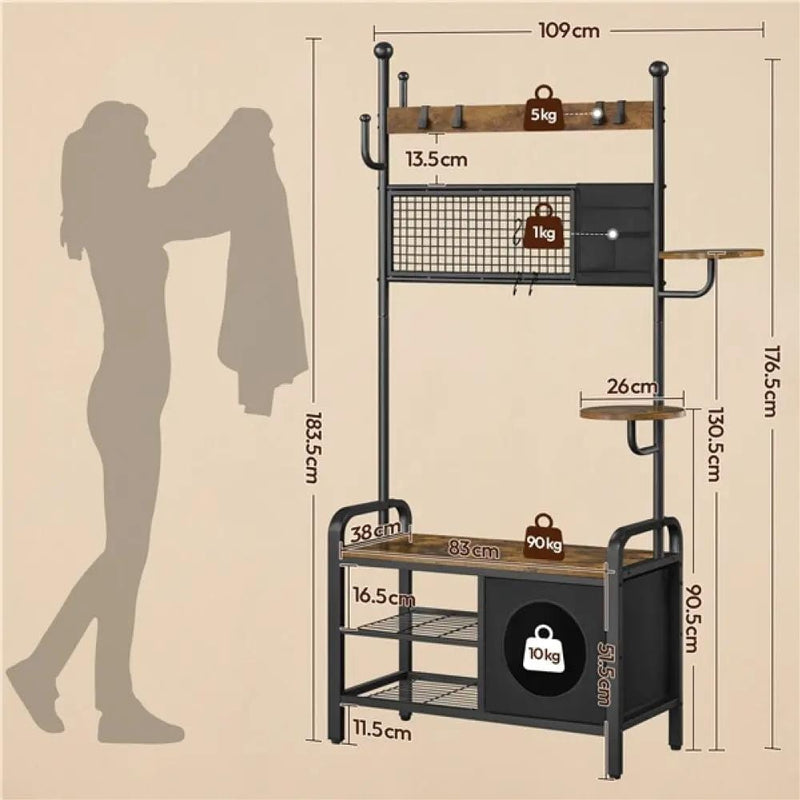 Yaheetech Hall Tree with Cat House Coat Rack Shoe Rack Hall Tree with Cat House Coat Rack Shoe Rack