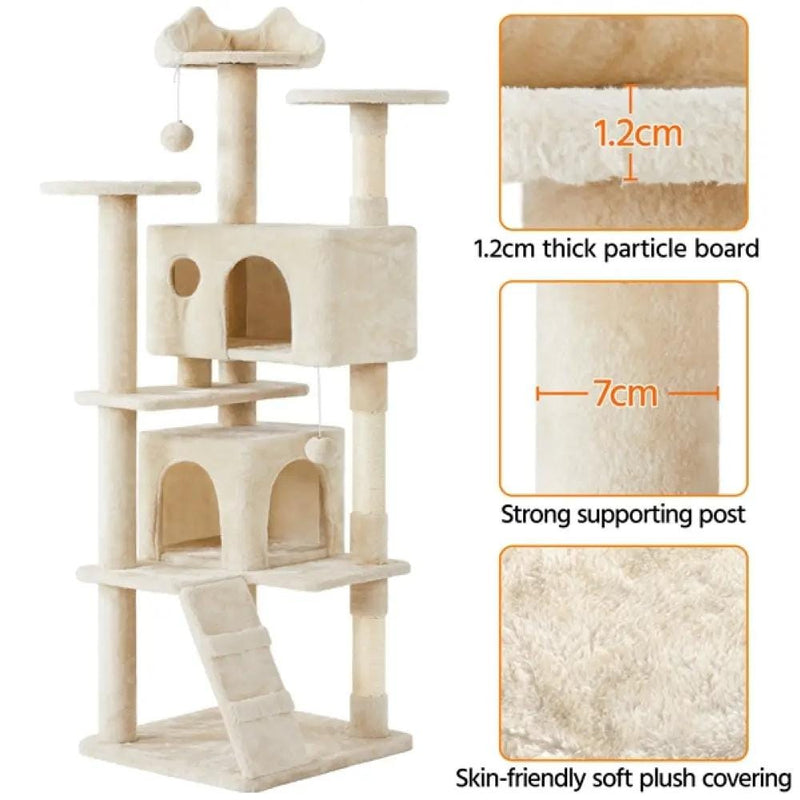 Cat Tree Cat Tower w/ Condos & Dangling Balls & Scratching Posts & Platforms – view 4