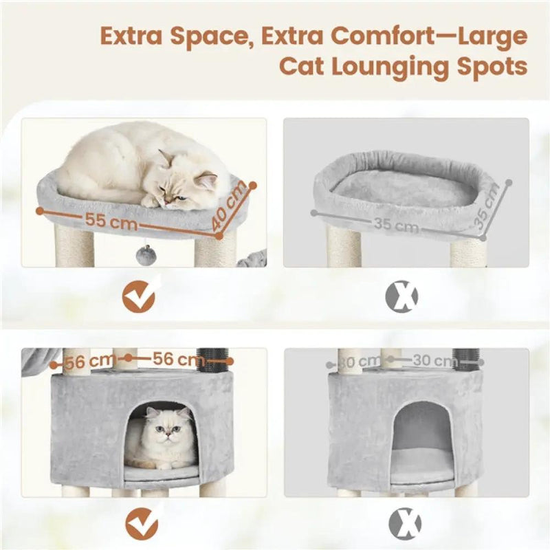 Multilevel Heavy-Duty Cat Tree with Thick Scratching Posts – view 4