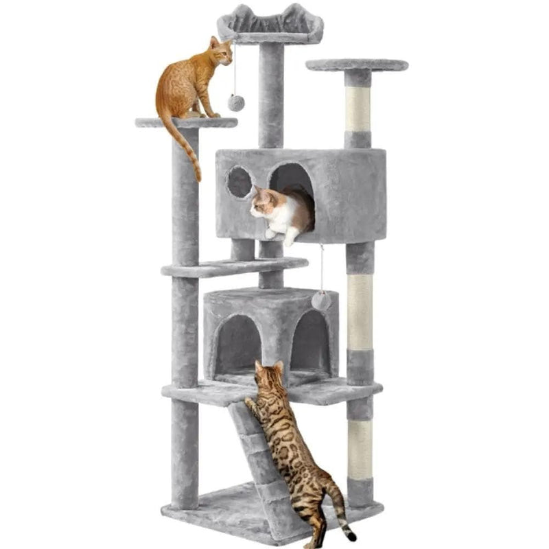 Cat Tree Condo Kitten Tree Tower w/ 2 Condos & 2 Dangling Balls & 3 Scratching Posts – view 4