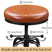 Vintage Industrial Bar Stool Rustic Swivel Bar Stool Round Faux Leather Metal Stool – view 5