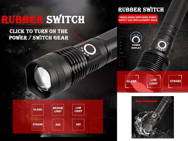 LED Torch Rechargeable High Lumens Flashlight with 26650 Battery – view 8
