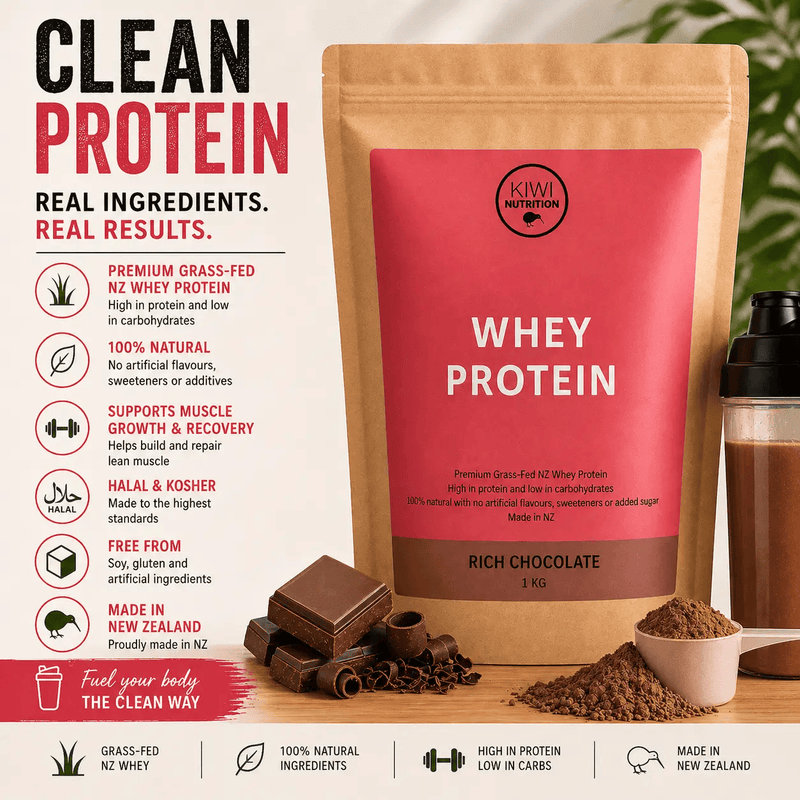 Kiwi Nutrition Whey Protein Concentrate Whey Protein Powder - Chocolate 1kg Whey Protein Powder - Chocolate 1kg | NZ