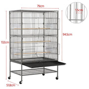 Yaheetech 52″ H Large Parrot Cage Rolling Metal Bird Cage 52″ H Large Parrot Cage Rolling Metal Bird Cage