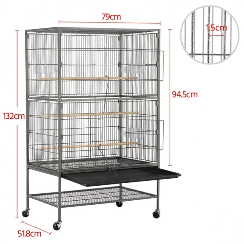 Yaheetech 52″ H Large Parrot Cage Rolling Metal Bird Cage 52″ H Large Parrot Cage Rolling Metal Bird Cage