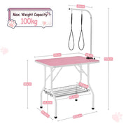 Dog Grooming Table with Basket Style Tool Shelf and Adjustable Arm Fold-up Pet Salon Table – view 5
