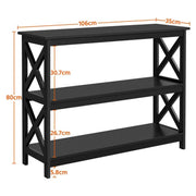 Yaheetech 3-Tier Wooden Console Table Sofa Side Table with X-shape 3-Tier Wooden Console Table Sofa Side Table with X-shape