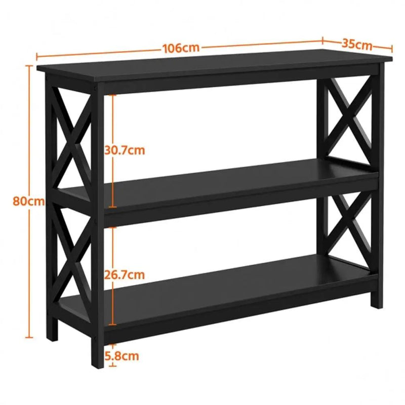 Yaheetech 3-Tier Wooden Console Table Sofa Side Table with X-shape 3-Tier Wooden Console Table Sofa Side Table with X-shape