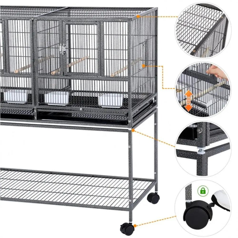 Yaheetech Stackable Wide Bird Cage Divided Breeder Cage Stackable Wide Bird Cage Divided Breeder Cage
