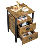 Yaheetech Side Table with 2 Drawers and Open Shelf Side Table with 2 Drawers and Open Shelf