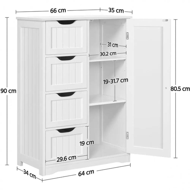 Yaheetech Large Wooden Bathroom Floor Cabinet Large Wooden Bathroom Floor Cabinet