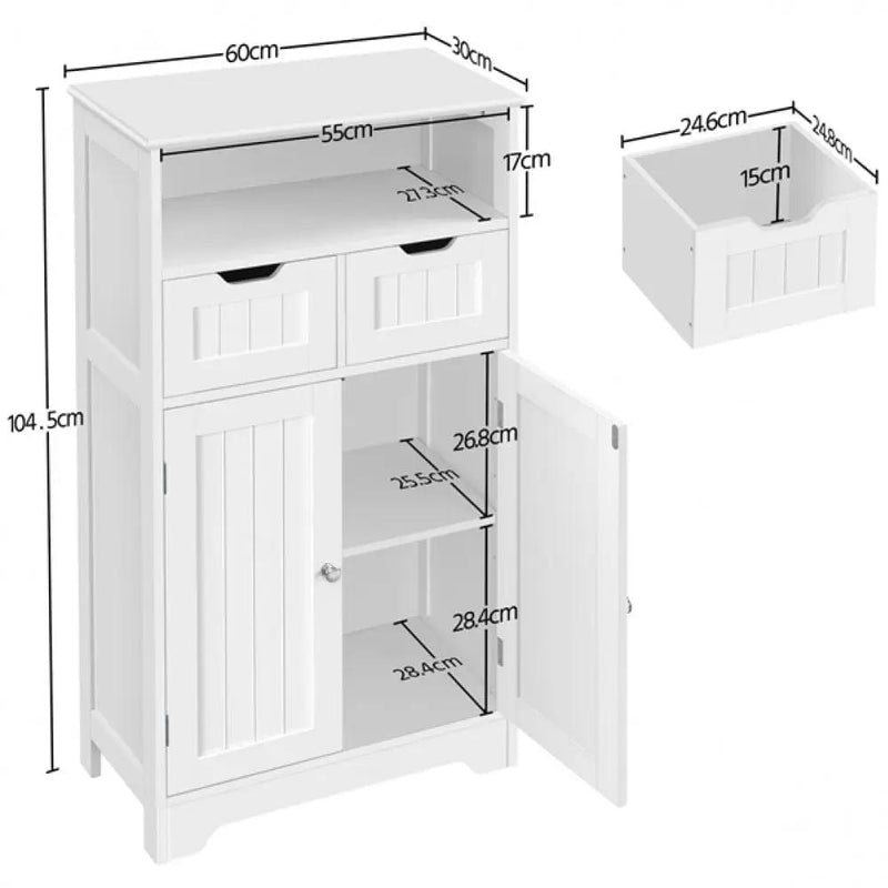 Bathroom Floor Storage Cabinet with 2 Drawers & Shelf Height-Adjustable Cabinet – view 5