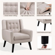 Yaheetech Set of 2 Button Tufted Armchairs with Solid Wood Legs Set of 2 Button Tufted Armchairs with Solid Wood Legs