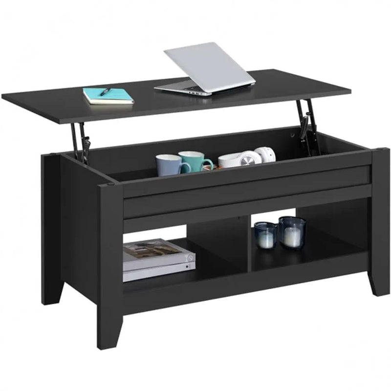 Shaker Design Lift Top Coffee Table w/Storage & 2 Open Shelves – view 5