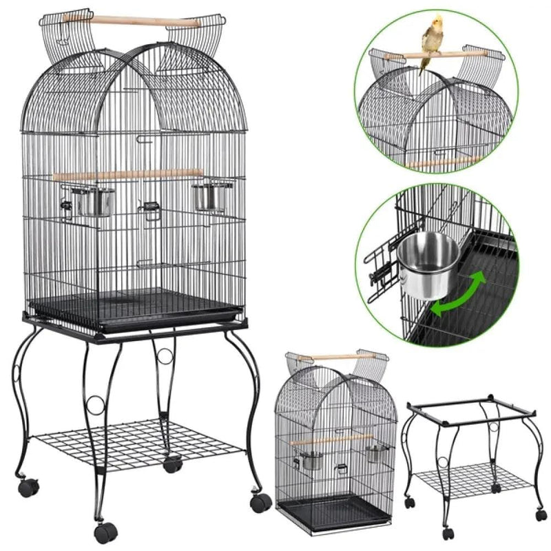 Yaheetech Open Top Metal Bird Cage Rolling Parrot Cage Open Top Metal Bird Cage Rolling Parrot Cage