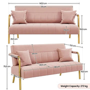 Yaheetech Upholstered Sofa Couch with Gold-tone Metal Arms and Legs Upholstered Sofa Couch with Gold-tone Metal Arms and Legs