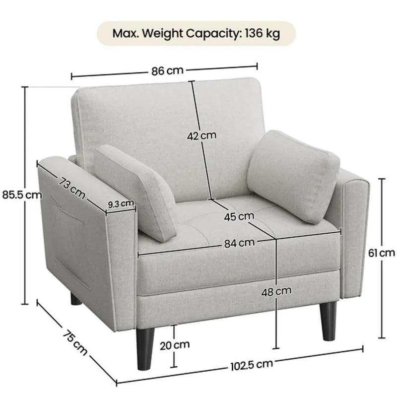Tufted Oversized Armchair Comfy Fabric Accent Chair Single Sofa – view 6
