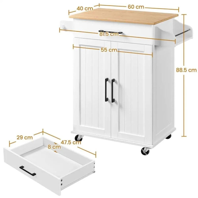 Kitchen Island Cart with Spice Rack Storage Rolling Kitchen Cart – view 5