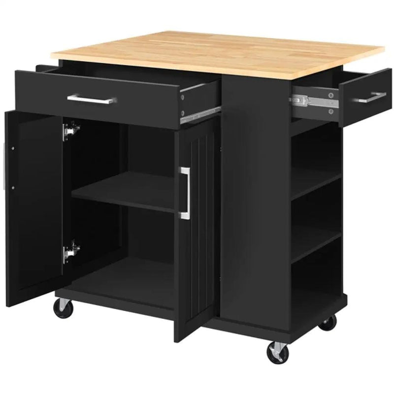 Kitchen Island Kitchen Trolley on Wheels with Drawers & Cabinet – view 5