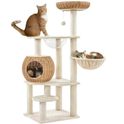 Yaheetech 54″ Tall Rattan Cat Tree Cat Tower 54″ Tall Rattan Cat Tree Cat Tower