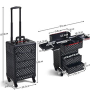Yaheetech Professional Rolling Makeup Train Case with Drawers Professional Rolling Makeup Train Case with Drawers