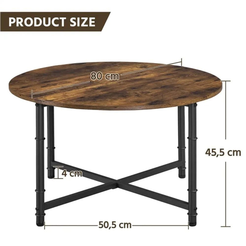 80cm Rustic Round Coffee Table Minimal Vintage Industrial Coffee Table – view 11