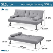Yaheetech Fabric Upholstered Convertible Futon Sofa Bed Fabric Upholstered Convertible Futon Sofa Bed