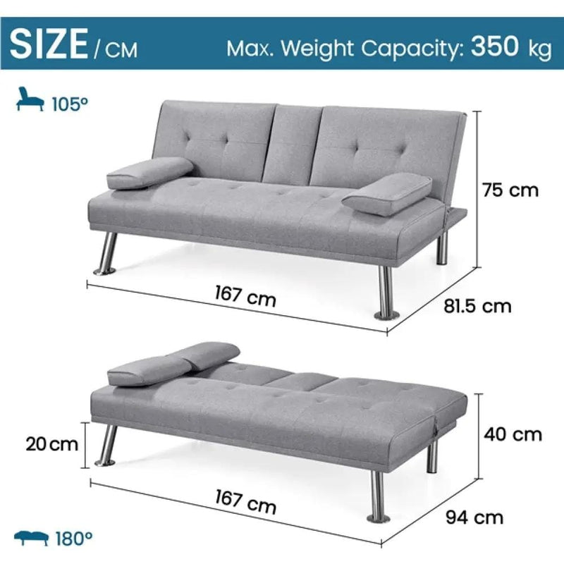 Yaheetech Fabric Upholstered Convertible Futon Sofa Bed Fabric Upholstered Convertible Futon Sofa Bed