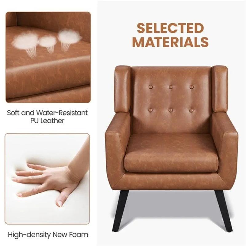 Yaheetech Button Tufted Armchair with Solid Wood Legs Button Tufted Armchair with Solid Wood Legs
