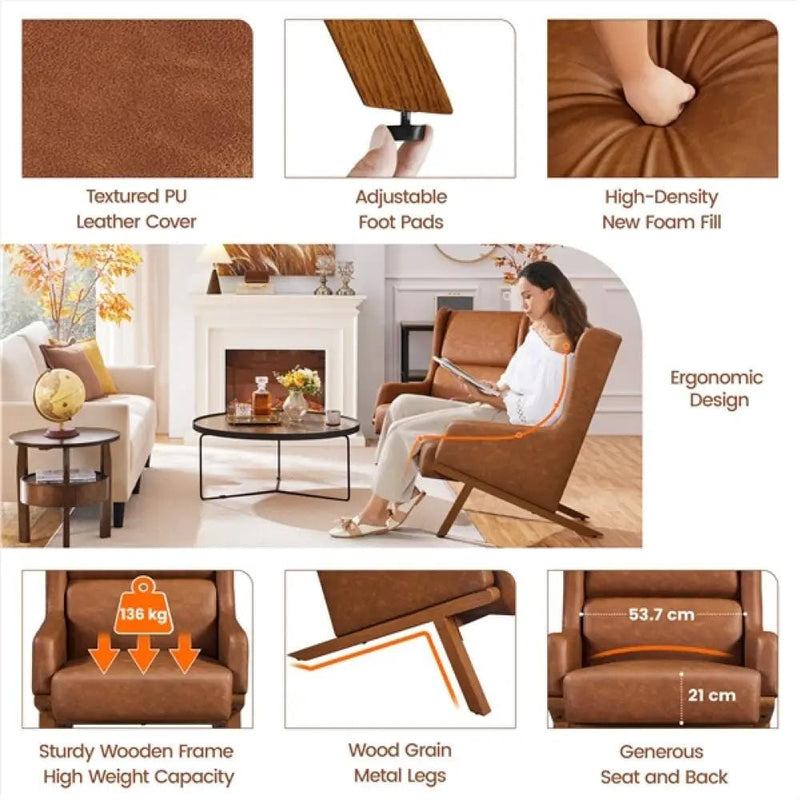 Yaheetech High Back PU Leather Accent Armchair High Back PU Leather Accent Armchair