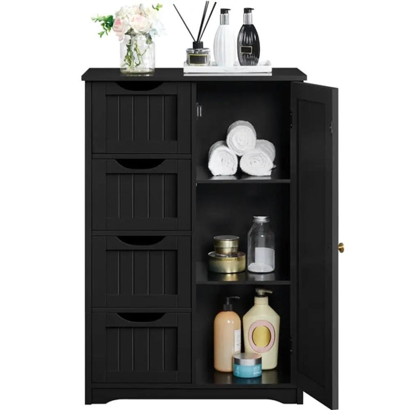 Wooden Bathroom Cabinet 4 Drawers & Cupboard Bathroom Storage Unit – view 5
